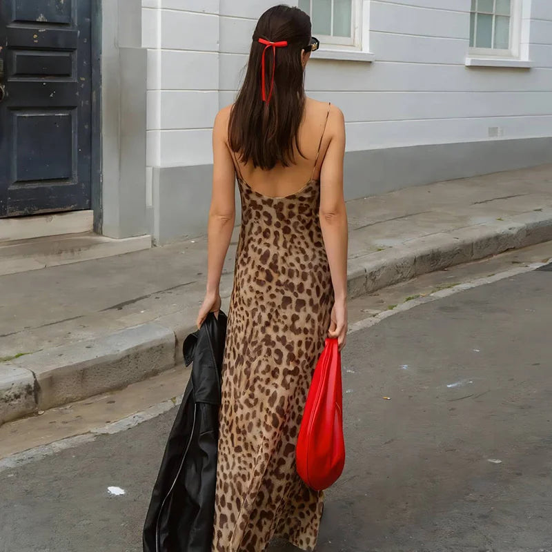 Chic Backless Leopard Print Summer Dress