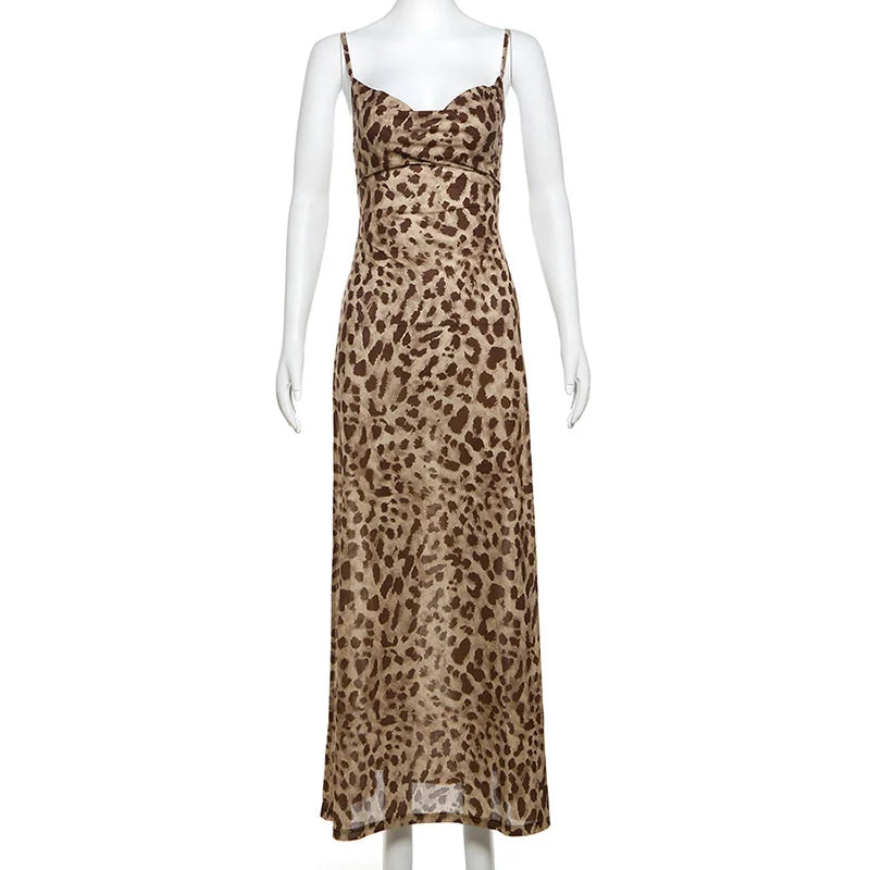 Chic Backless Leopard Print Summer Dress